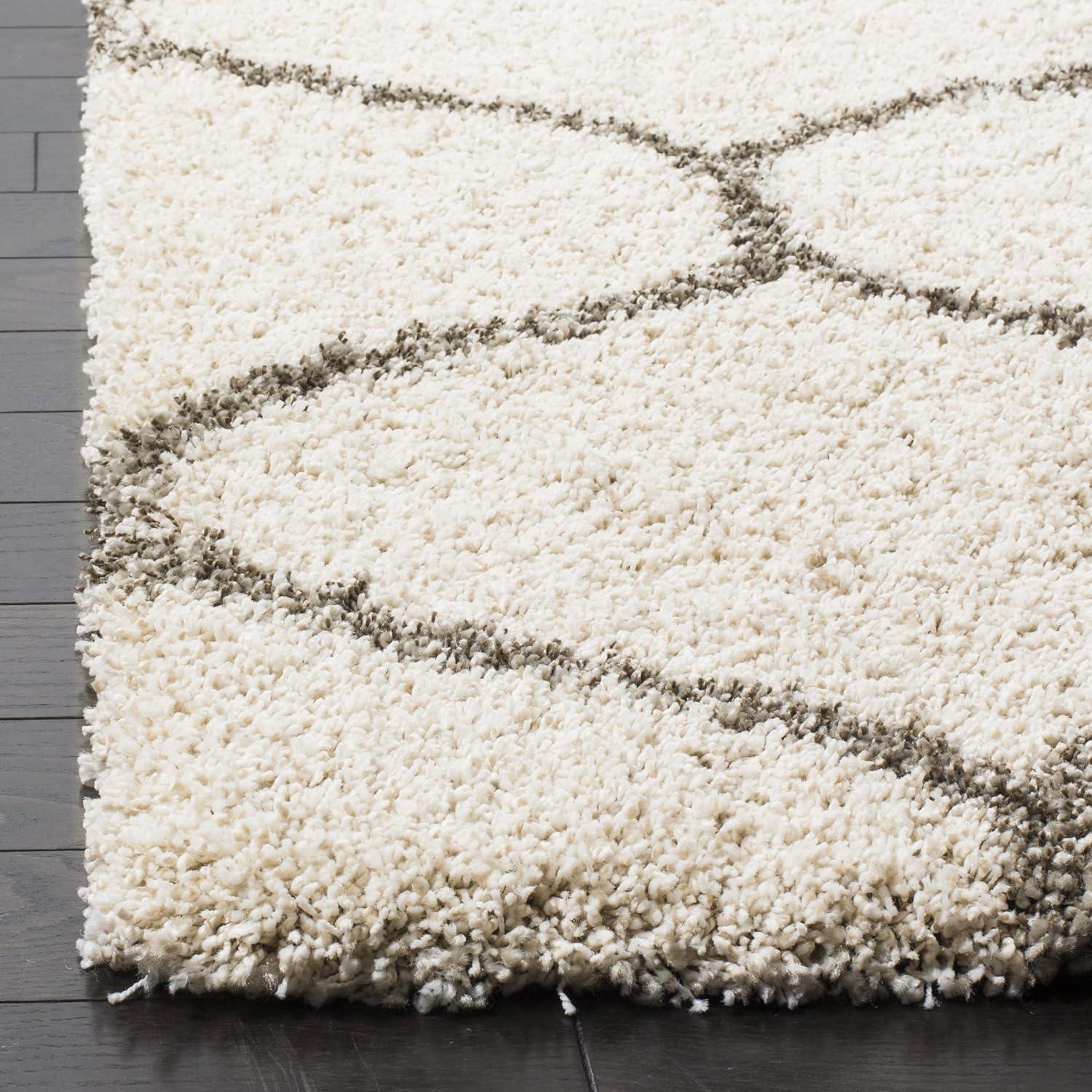image:imageSAFAVIEH Hudson Shag Collection Area Rug 53 x 76 Grey amp Ivory Moroccan Trellis Design NonShedding amp Easy Care 2inch Thick Ideal for High Traffic Areas in Living Room Bedroom SGH280BIvoryGrey