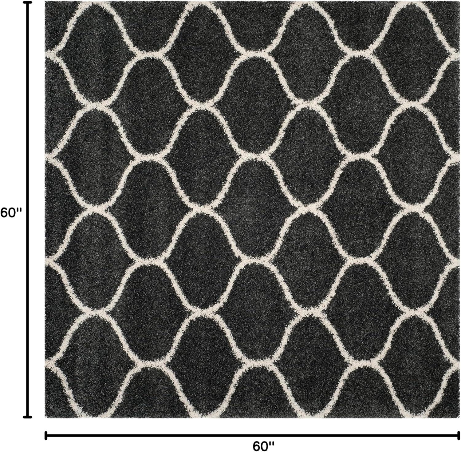 image:imageSAFAVIEH Hudson Shag Collection Area Rug 53 x 76 Grey amp Ivory Moroccan Trellis Design NonShedding amp Easy Care 2inch Thick Ideal for High Traffic Areas in Living Room Bedroom SGH280BDark GreyIvory