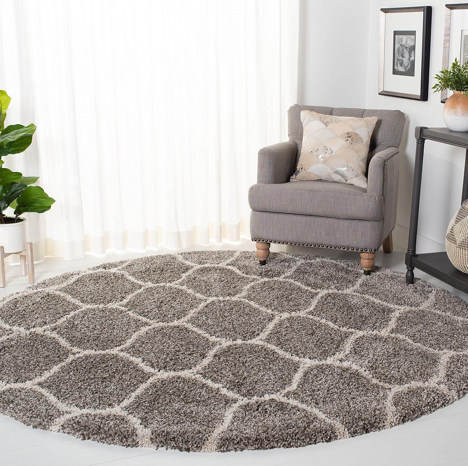 image:imageSAFAVIEH Hudson Shag Collection Area Rug 53 x 76 Grey amp Ivory Moroccan Trellis Design NonShedding amp Easy Care 2inch Thick Ideal for High Traffic Areas in Living Room Bedroom SGH280BGreyIvory