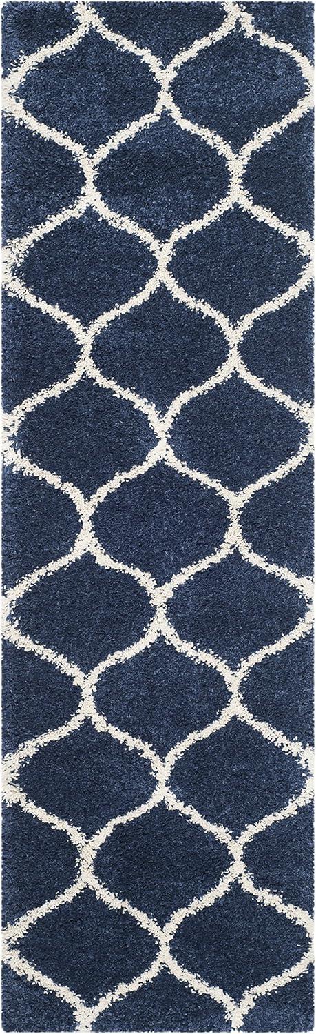image:imageSAFAVIEH Hudson Shag Collection Area Rug 53 x 76 Grey amp Ivory Moroccan Trellis Design NonShedding amp Easy Care 2inch Thick Ideal for High Traffic Areas in Living Room Bedroom SGH280BNavyIvory