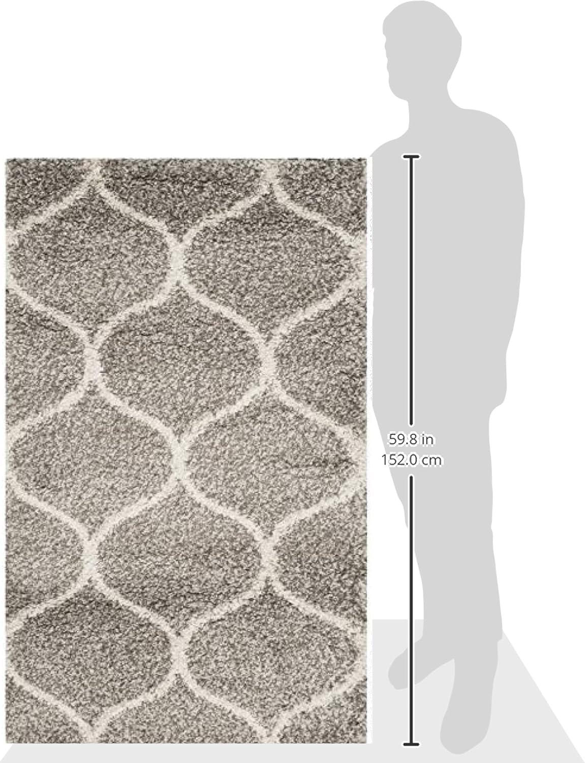 image:imageSAFAVIEH Hudson Shag Collection Area Rug 53 x 76 Grey amp Ivory Moroccan Trellis Design NonShedding amp Easy Care 2inch Thick Ideal for High Traffic Areas in Living Room Bedroom SGH280BGreyIvory