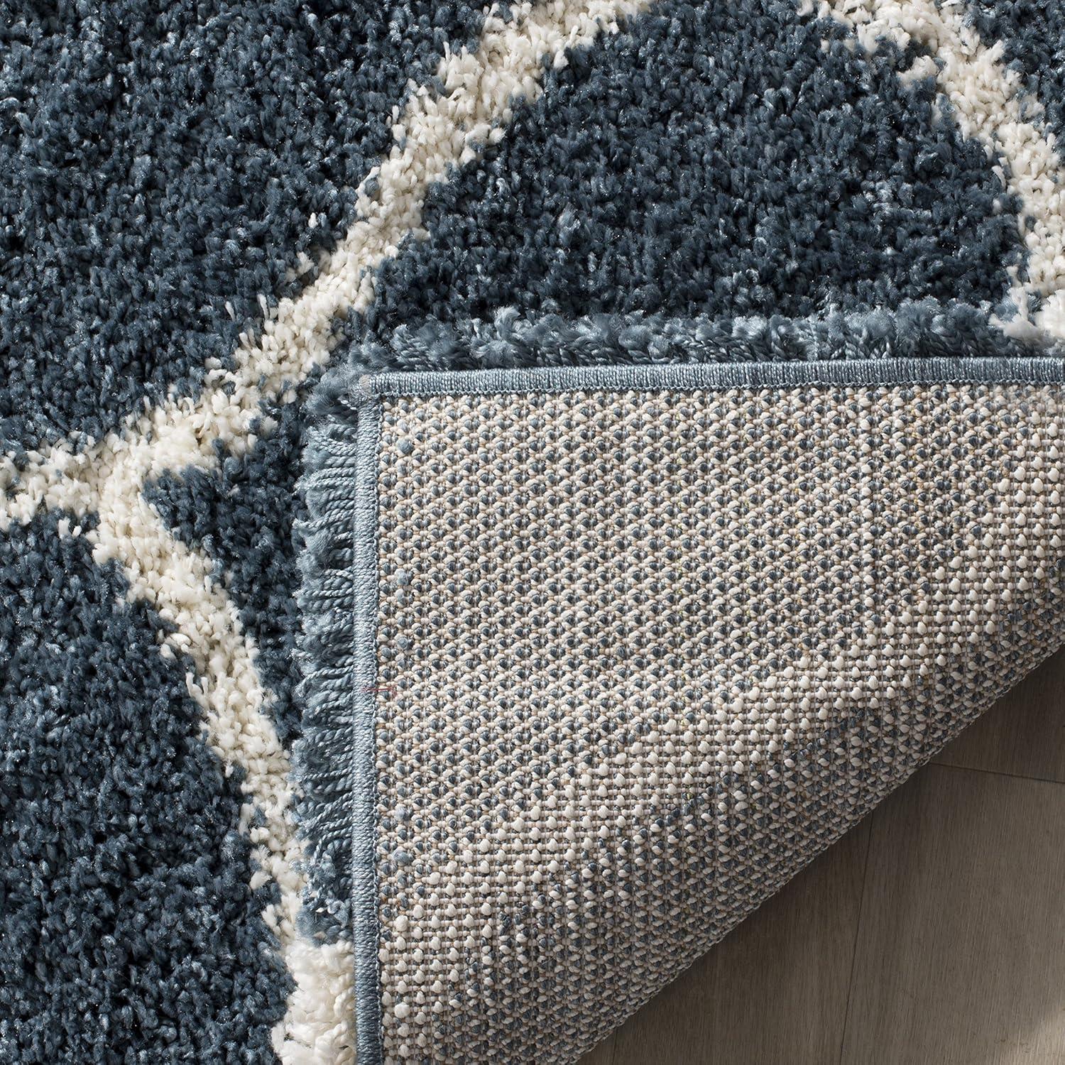 image:imageSAFAVIEH Hudson Shag Collection Area Rug 53 x 76 Grey amp Ivory Moroccan Trellis Design NonShedding amp Easy Care 2inch Thick Ideal for High Traffic Areas in Living Room Bedroom SGH280BSlate BlueIvory