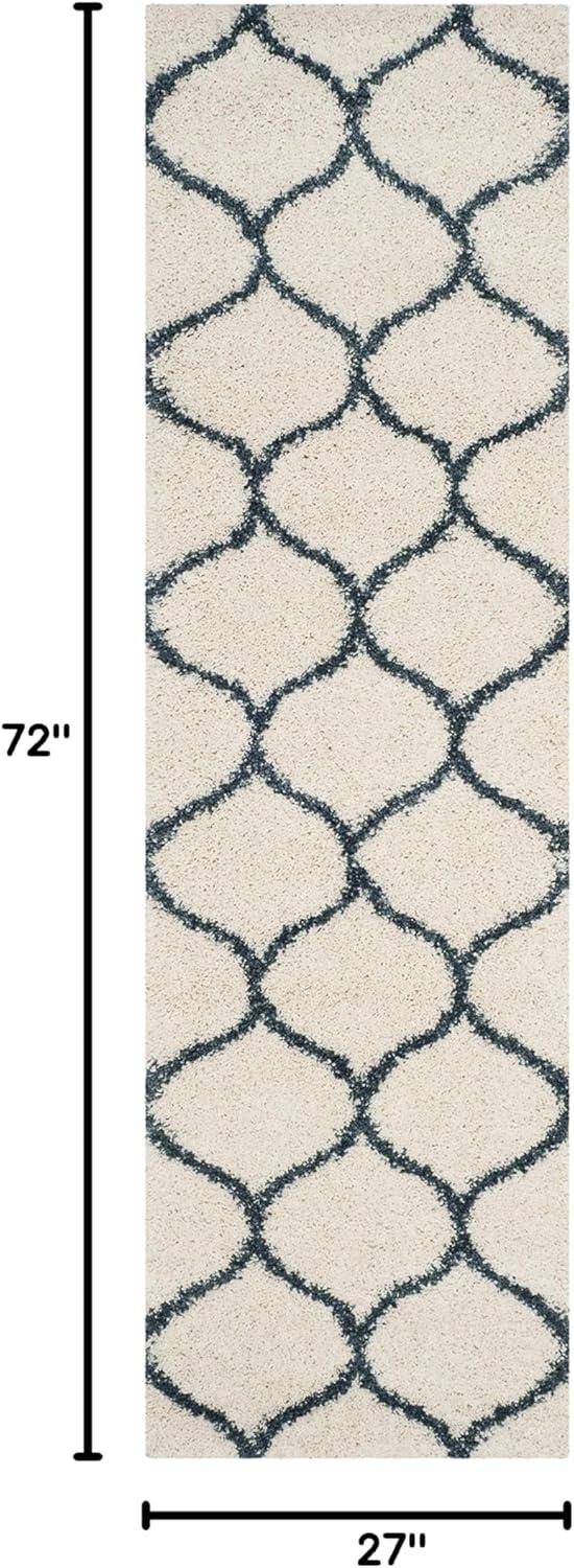 image:imageSAFAVIEH Hudson Shag Collection Area Rug 53 x 76 Grey amp Ivory Moroccan Trellis Design NonShedding amp Easy Care 2inch Thick Ideal for High Traffic Areas in Living Room Bedroom SGH280BIvorySteel Blue