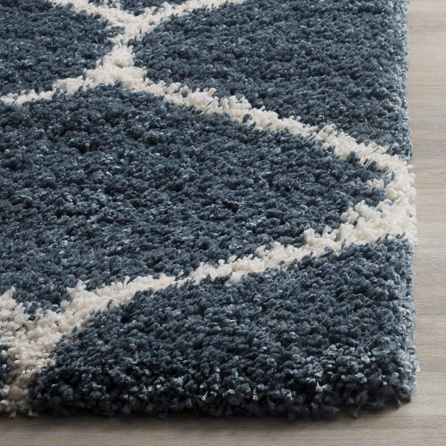 image:imageSAFAVIEH Hudson Shag Collection Area Rug 53 x 76 Grey amp Ivory Moroccan Trellis Design NonShedding amp Easy Care 2inch Thick Ideal for High Traffic Areas in Living Room Bedroom SGH280BSlate BlueIvory