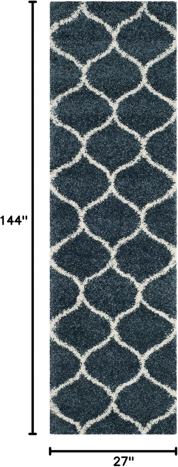 image:imageSAFAVIEH Hudson Shag Collection Area Rug 53 x 76 Grey amp Ivory Moroccan Trellis Design NonShedding amp Easy Care 2inch Thick Ideal for High Traffic Areas in Living Room Bedroom SGH280BSlate BlueIvory