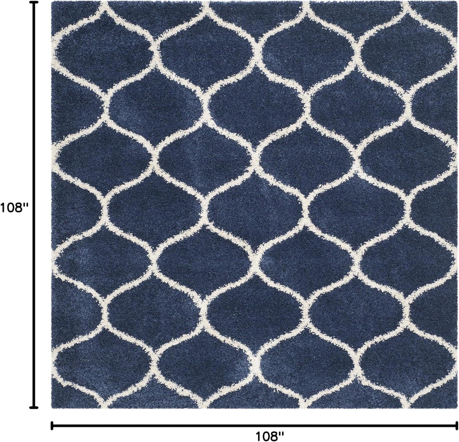 image:imageSAFAVIEH Hudson Shag Collection Area Rug 53 x 76 Grey amp Ivory Moroccan Trellis Design NonShedding amp Easy Care 2inch Thick Ideal for High Traffic Areas in Living Room Bedroom SGH280BNavyIvory