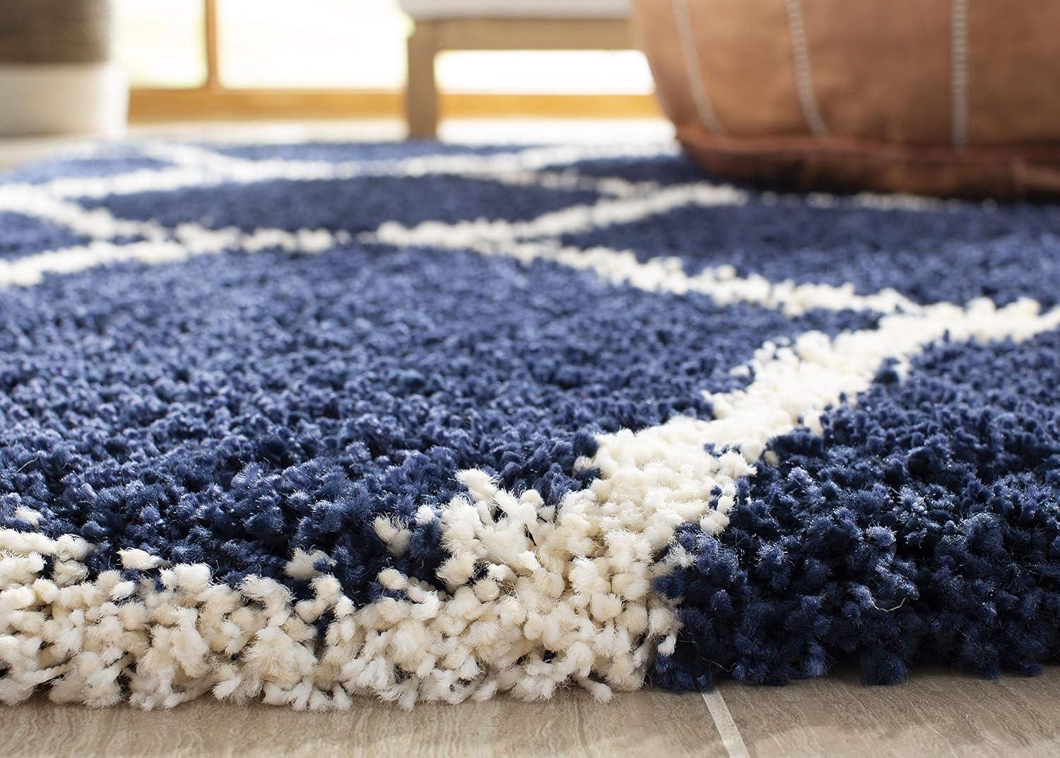 image:imageSAFAVIEH Hudson Shag Collection Area Rug 53 x 76 Grey amp Ivory Moroccan Trellis Design NonShedding amp Easy Care 2inch Thick Ideal for High Traffic Areas in Living Room Bedroom SGH280BNavyIvory