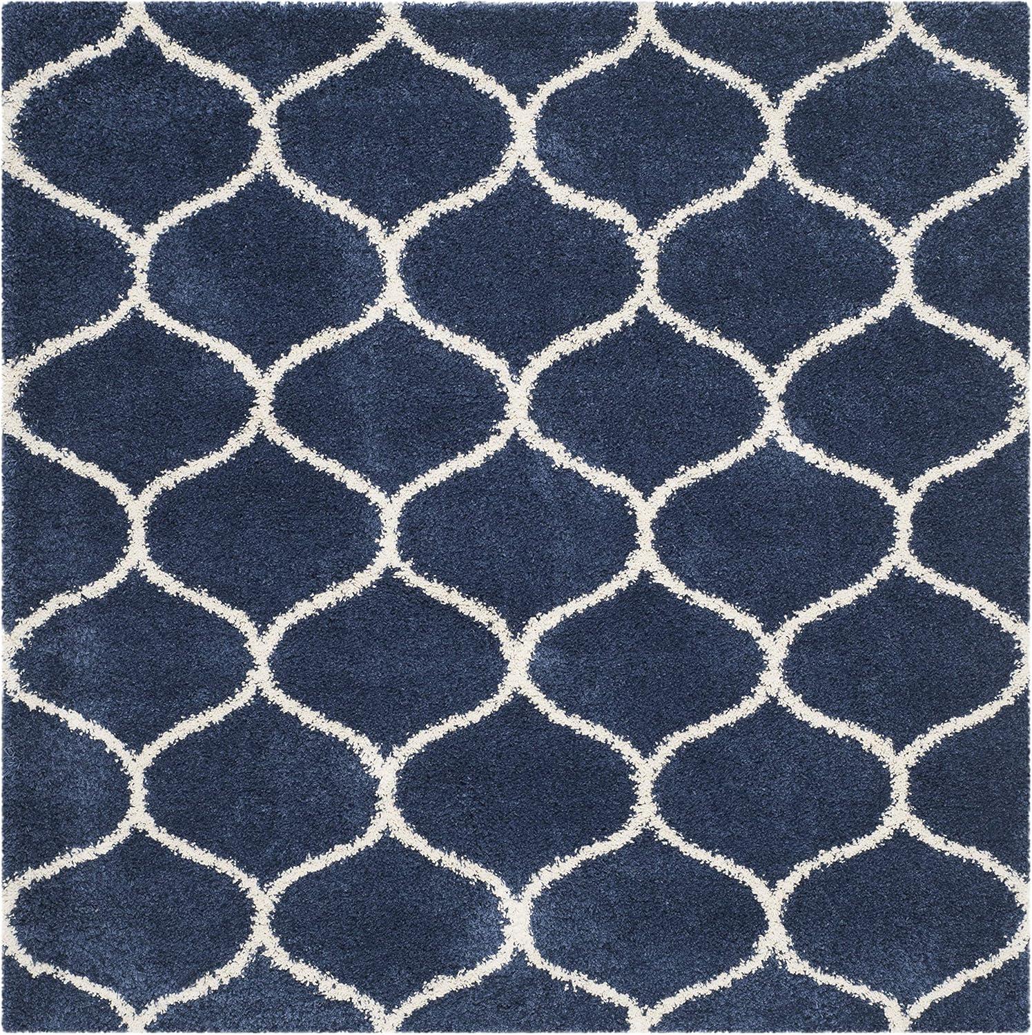 image:imageSAFAVIEH Hudson Shag Collection Area Rug 53 x 76 Grey amp Ivory Moroccan Trellis Design NonShedding amp Easy Care 2inch Thick Ideal for High Traffic Areas in Living Room Bedroom SGH280BNavyIvory