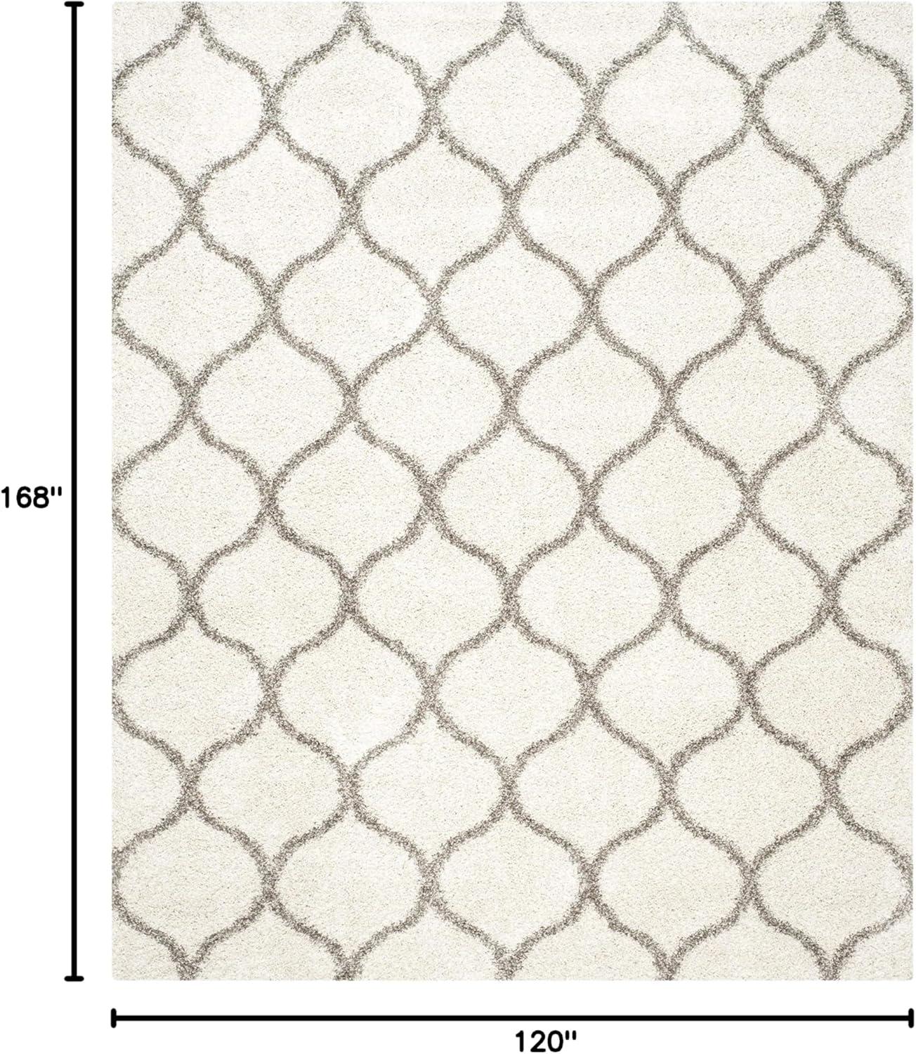 image:imageSAFAVIEH Hudson Shag Collection Area Rug 53 x 76 Grey amp Ivory Moroccan Trellis Design NonShedding amp Easy Care 2inch Thick Ideal for High Traffic Areas in Living Room Bedroom SGH280BIvoryGrey