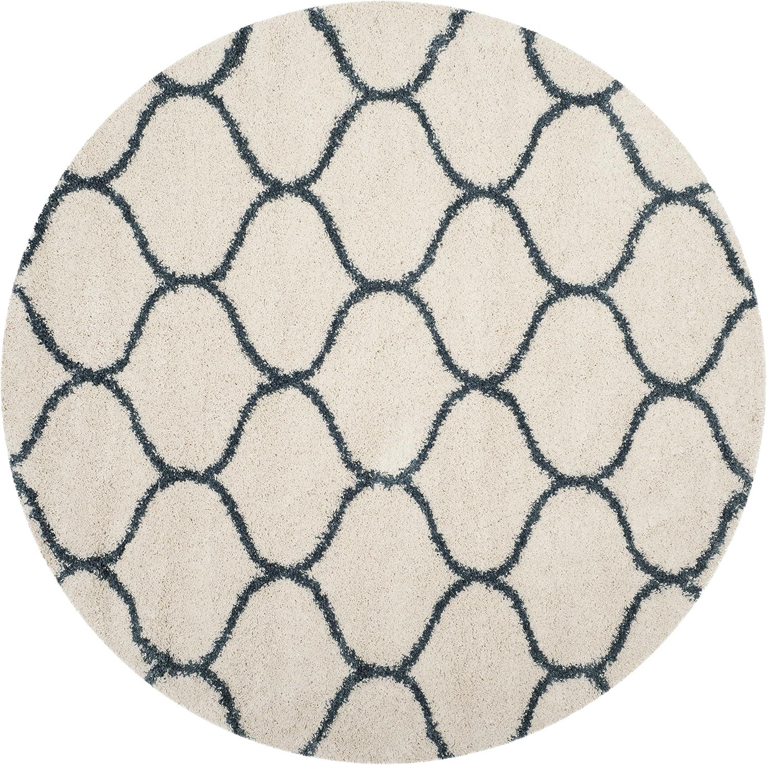 image:imageSAFAVIEH Hudson Shag Collection Area Rug 53 x 76 Grey amp Ivory Moroccan Trellis Design NonShedding amp Easy Care 2inch Thick Ideal for High Traffic Areas in Living Room Bedroom SGH280BIvorySteel Blue