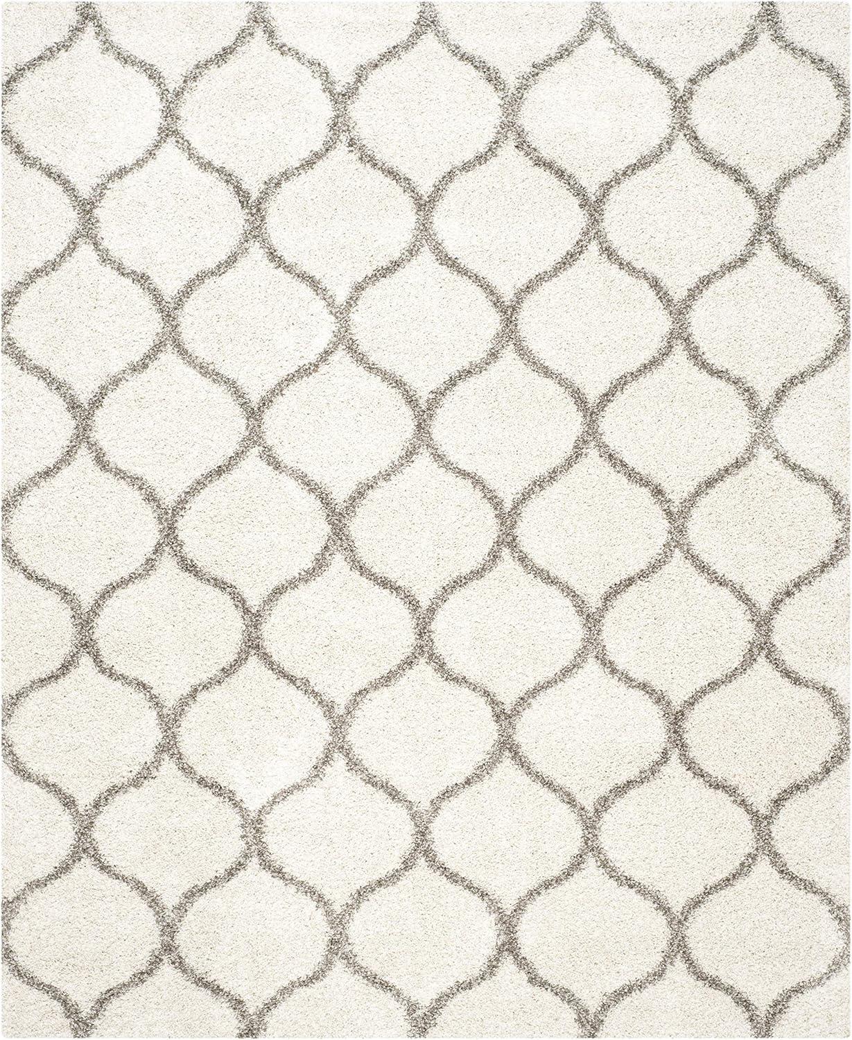 image:imageSAFAVIEH Hudson Shag Collection Area Rug 53 x 76 Grey amp Ivory Moroccan Trellis Design NonShedding amp Easy Care 2inch Thick Ideal for High Traffic Areas in Living Room Bedroom SGH280BIvoryGrey