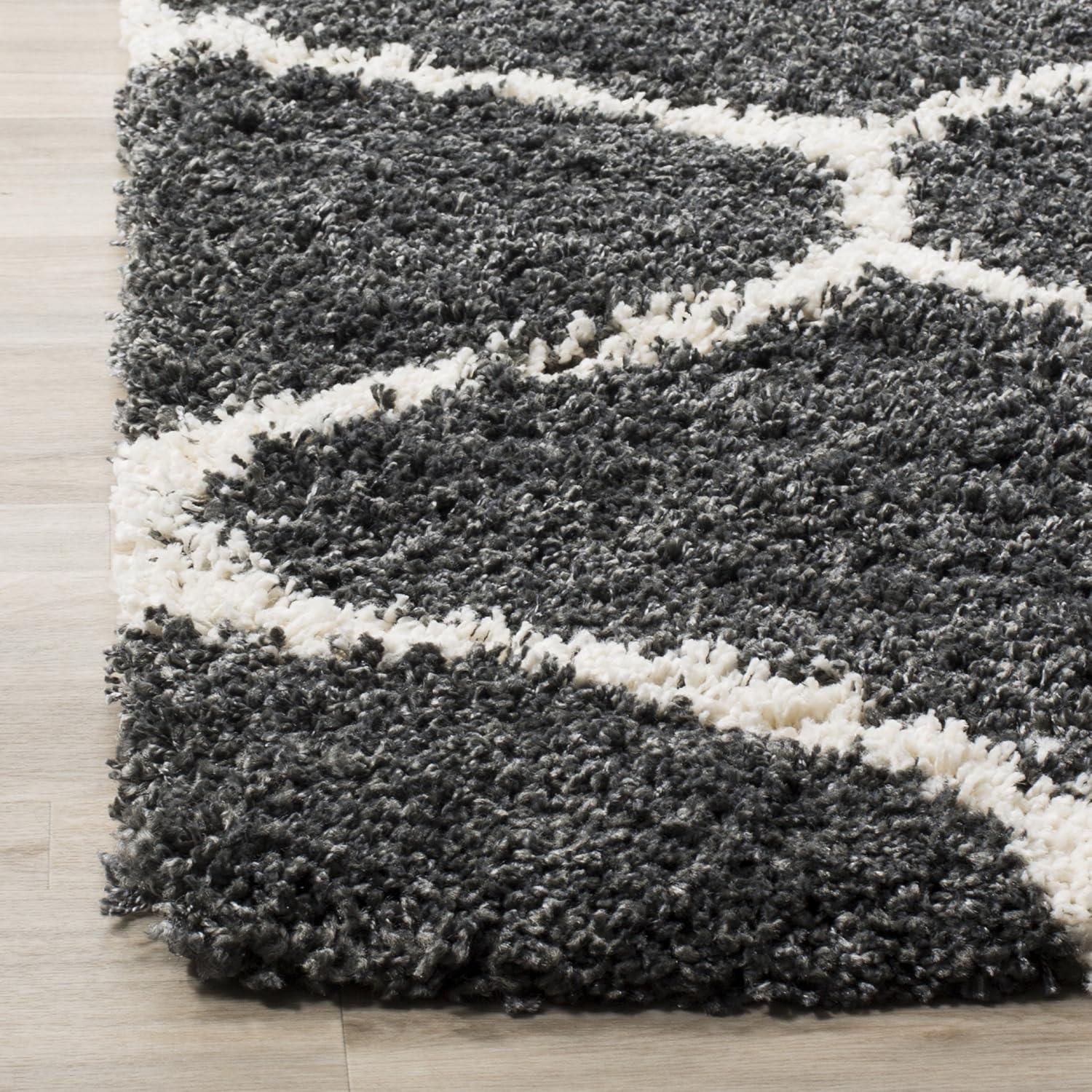 image:imageSAFAVIEH Hudson Shag Collection Area Rug 53 x 76 Grey amp Ivory Moroccan Trellis Design NonShedding amp Easy Care 2inch Thick Ideal for High Traffic Areas in Living Room Bedroom SGH280BDark GreyIvory