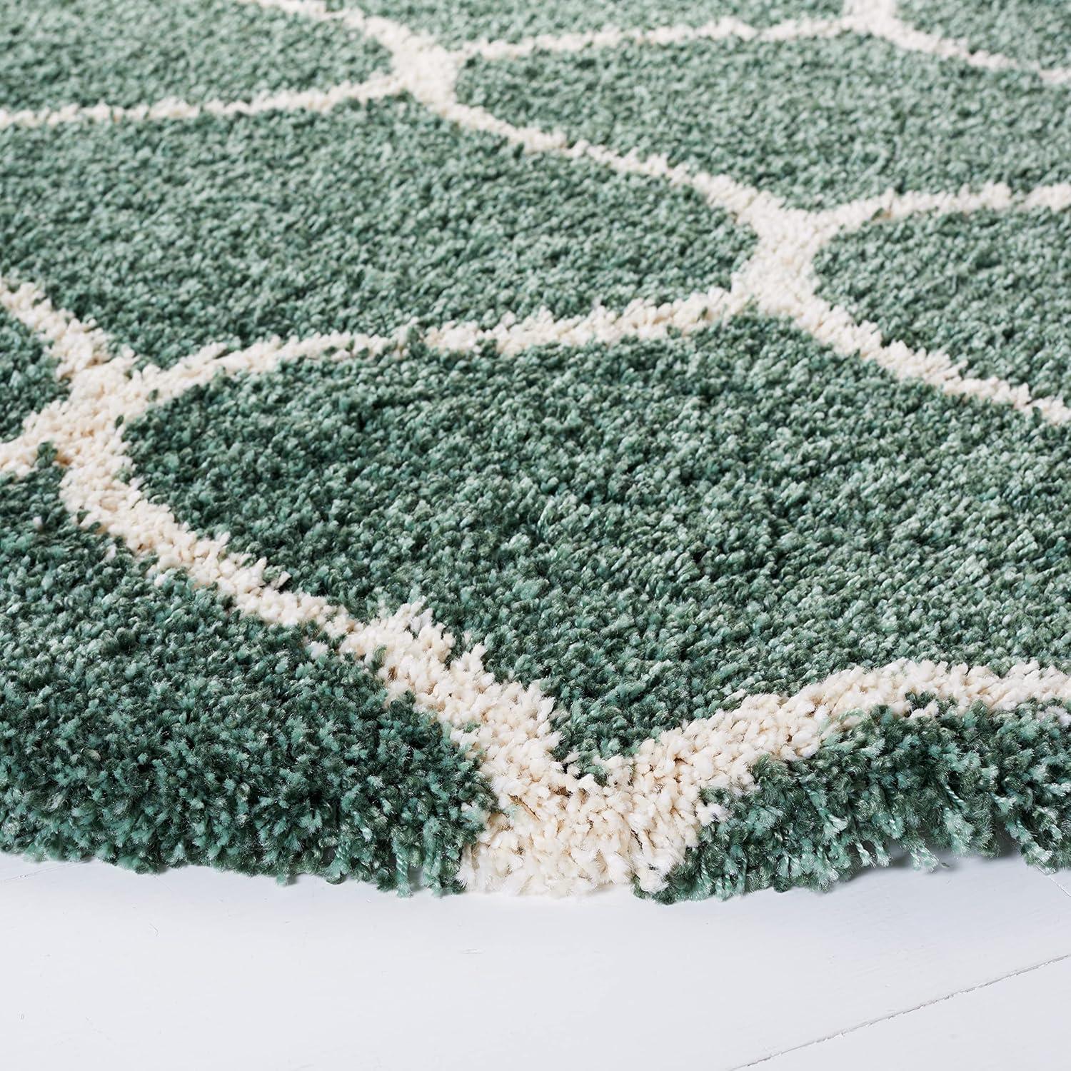 image:imageSAFAVIEH Hudson Shag Collection Area Rug 53 x 76 Grey amp Ivory Moroccan Trellis Design NonShedding amp Easy Care 2inch Thick Ideal for High Traffic Areas in Living Room Bedroom SGH280BLight GreenIvory