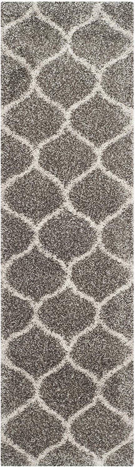 image:imageSAFAVIEH Hudson Shag Collection Area Rug 53 x 76 Grey amp Ivory Moroccan Trellis Design NonShedding amp Easy Care 2inch Thick Ideal for High Traffic Areas in Living Room Bedroom SGH280BGreyIvory