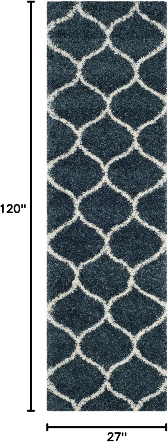image:imageSAFAVIEH Hudson Shag Collection Area Rug 53 x 76 Grey amp Ivory Moroccan Trellis Design NonShedding amp Easy Care 2inch Thick Ideal for High Traffic Areas in Living Room Bedroom SGH280BSlate BlueIvory