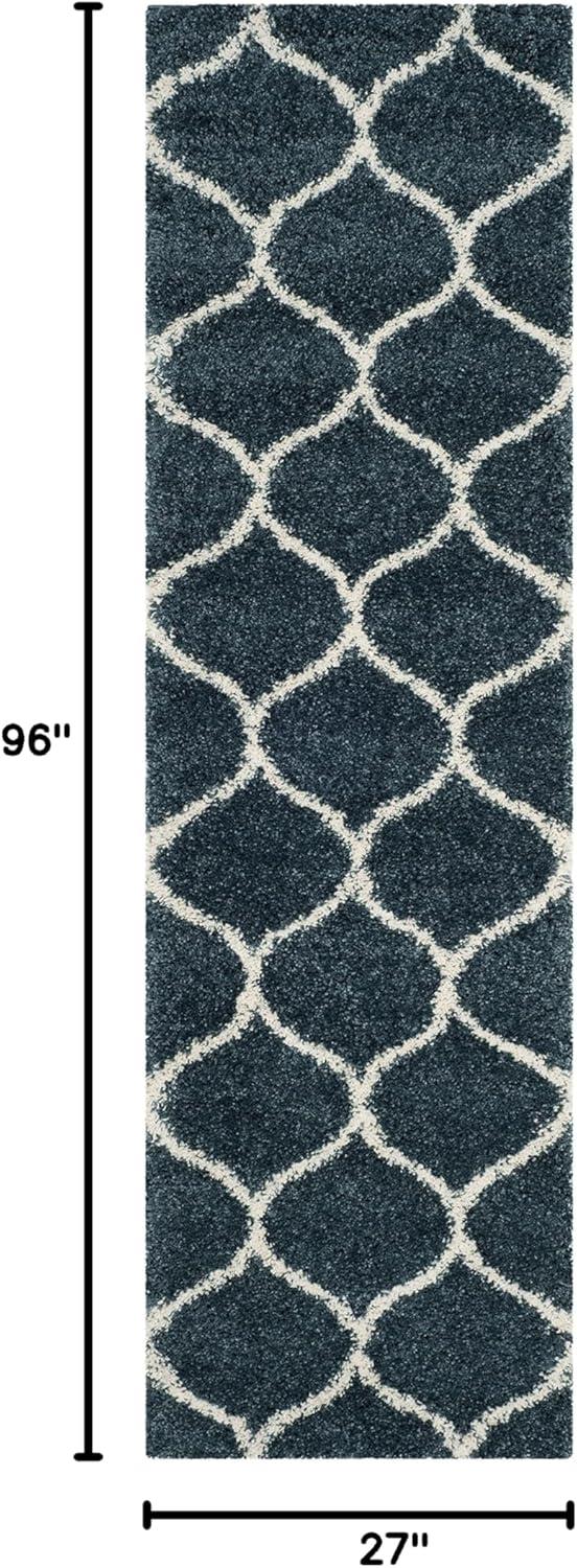 image:imageSAFAVIEH Hudson Shag Collection Area Rug 53 x 76 Grey amp Ivory Moroccan Trellis Design NonShedding amp Easy Care 2inch Thick Ideal for High Traffic Areas in Living Room Bedroom SGH280BSlate BlueIvory