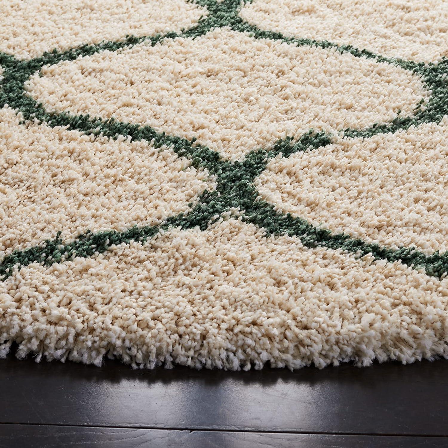 image:imageSAFAVIEH Hudson Shag Collection Area Rug 53 x 76 Grey amp Ivory Moroccan Trellis Design NonShedding amp Easy Care 2inch Thick Ideal for High Traffic Areas in Living Room Bedroom SGH280BIvoryGreen