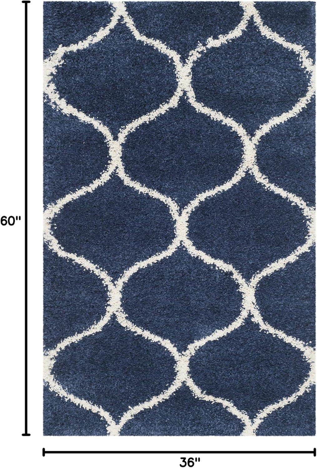 image:imageSAFAVIEH Hudson Shag Collection Area Rug 53 x 76 Grey amp Ivory Moroccan Trellis Design NonShedding amp Easy Care 2inch Thick Ideal for High Traffic Areas in Living Room Bedroom SGH280BNavyIvory
