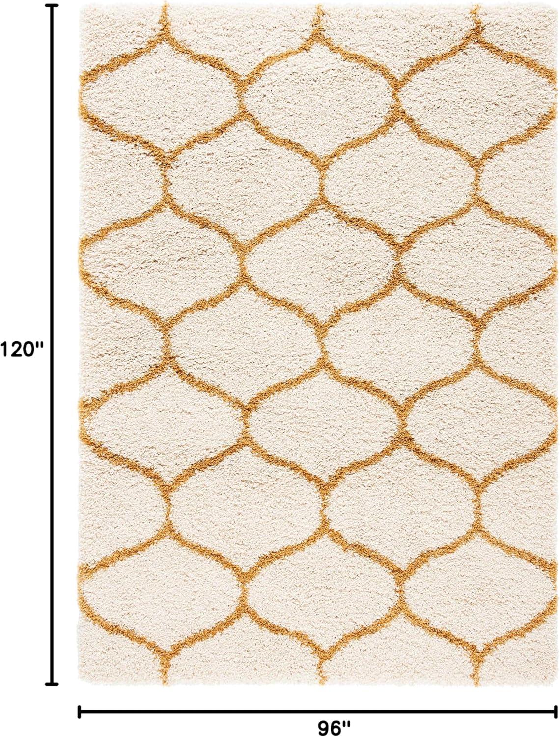 image:imageSAFAVIEH Hudson Shag Collection Area Rug 53 x 76 Grey amp Ivory Moroccan Trellis Design NonShedding amp Easy Care 2inch Thick Ideal for High Traffic Areas in Living Room Bedroom SGH280BIvoryGold