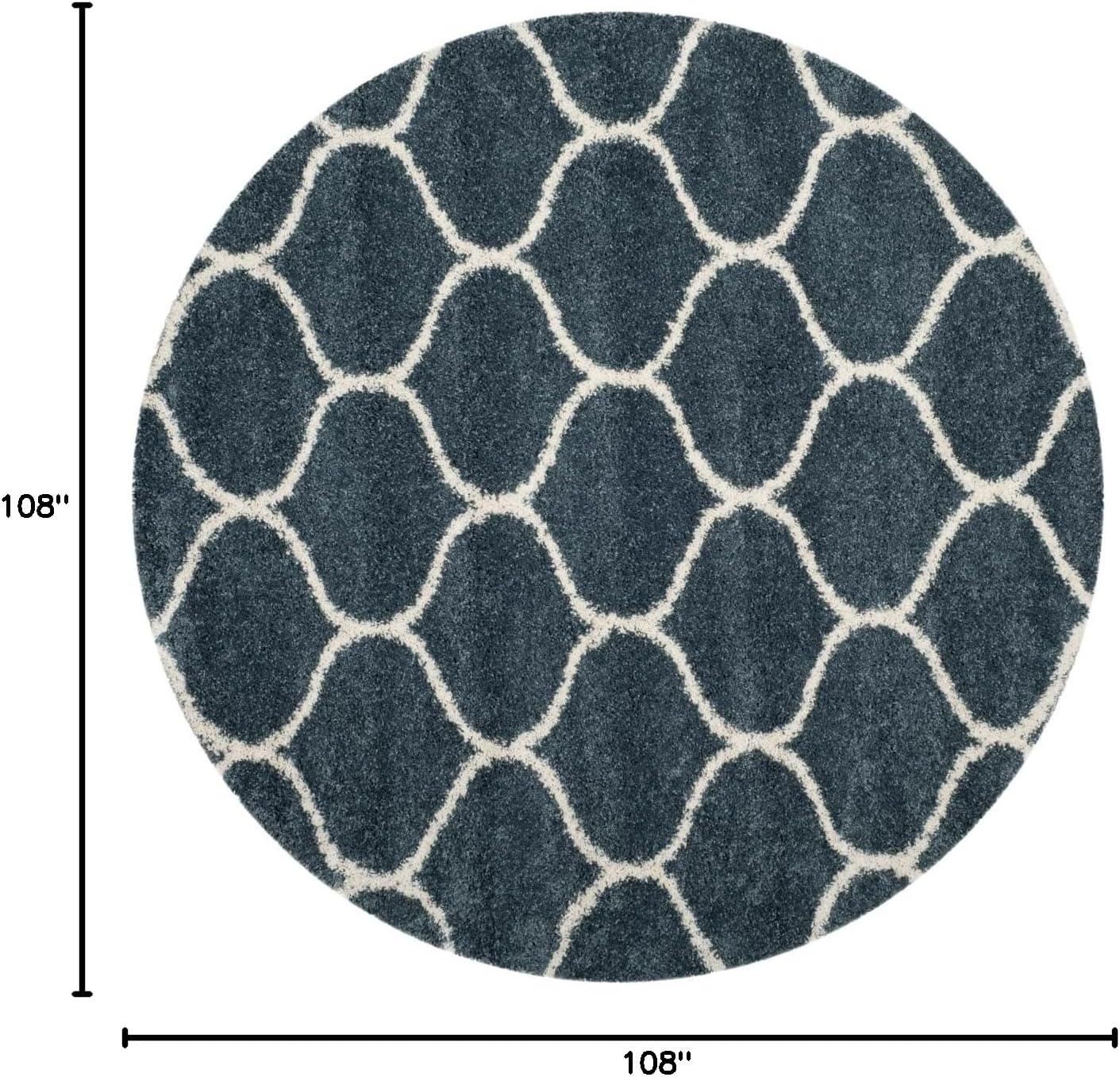 image:imageSAFAVIEH Hudson Shag Collection Area Rug 53 x 76 Grey amp Ivory Moroccan Trellis Design NonShedding amp Easy Care 2inch Thick Ideal for High Traffic Areas in Living Room Bedroom SGH280BSlate BlueIvory