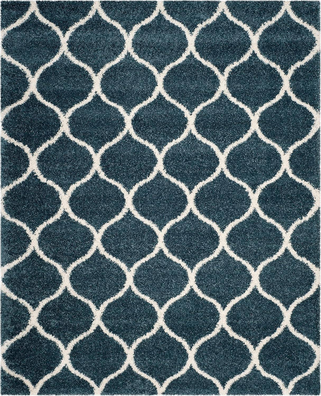 image:imageSAFAVIEH Hudson Shag Collection Area Rug 53 x 76 Grey amp Ivory Moroccan Trellis Design NonShedding amp Easy Care 2inch Thick Ideal for High Traffic Areas in Living Room Bedroom SGH280BSlate BlueIvory