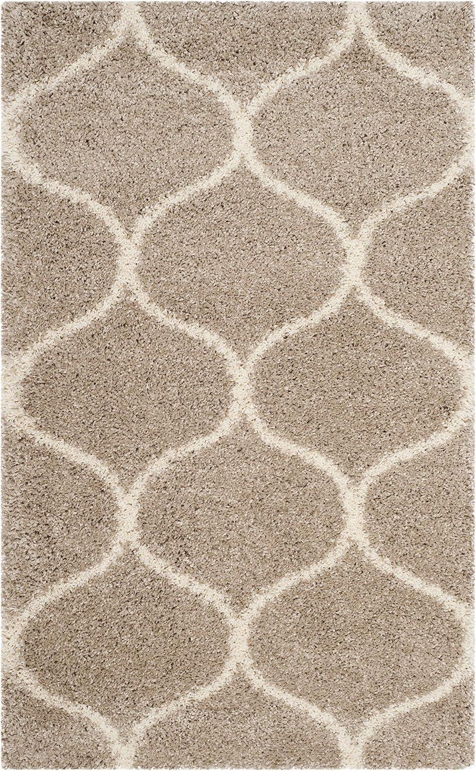 image:imageSAFAVIEH Hudson Shag Collection Area Rug 53 x 76 Grey amp Ivory Moroccan Trellis Design NonShedding amp Easy Care 2inch Thick Ideal for High Traffic Areas in Living Room Bedroom SGH280BBeigeIvory