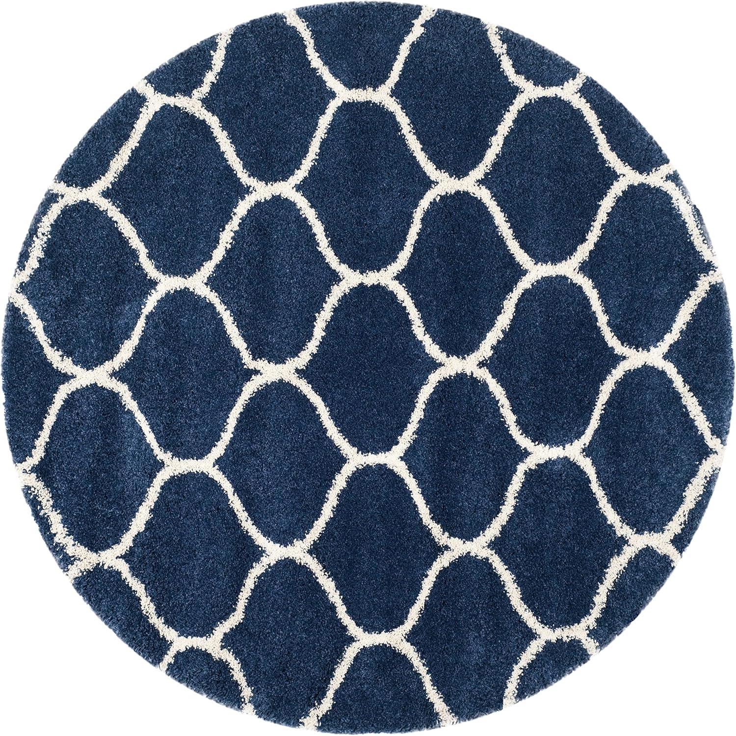 image:imageSAFAVIEH Hudson Shag Collection Area Rug 53 x 76 Grey amp Ivory Moroccan Trellis Design NonShedding amp Easy Care 2inch Thick Ideal for High Traffic Areas in Living Room Bedroom SGH280BNavyIvory
