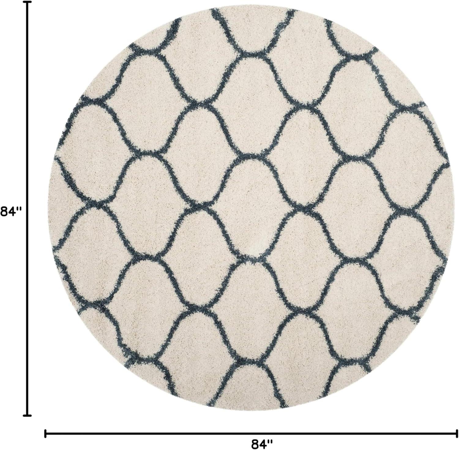 image:imageSAFAVIEH Hudson Shag Collection Area Rug 53 x 76 Grey amp Ivory Moroccan Trellis Design NonShedding amp Easy Care 2inch Thick Ideal for High Traffic Areas in Living Room Bedroom SGH280BIvorySteel Blue