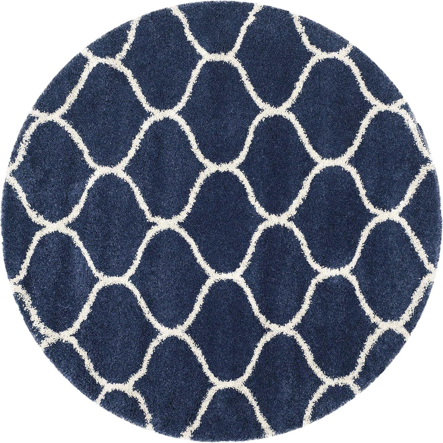 image:imageSAFAVIEH Hudson Shag Collection Area Rug 53 x 76 Grey amp Ivory Moroccan Trellis Design NonShedding amp Easy Care 2inch Thick Ideal for High Traffic Areas in Living Room Bedroom SGH280BNavyIvory