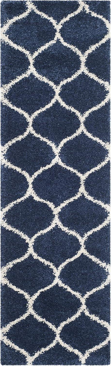 image:imageSAFAVIEH Hudson Shag Collection Area Rug 53 x 76 Grey amp Ivory Moroccan Trellis Design NonShedding amp Easy Care 2inch Thick Ideal for High Traffic Areas in Living Room Bedroom SGH280BNavyIvory