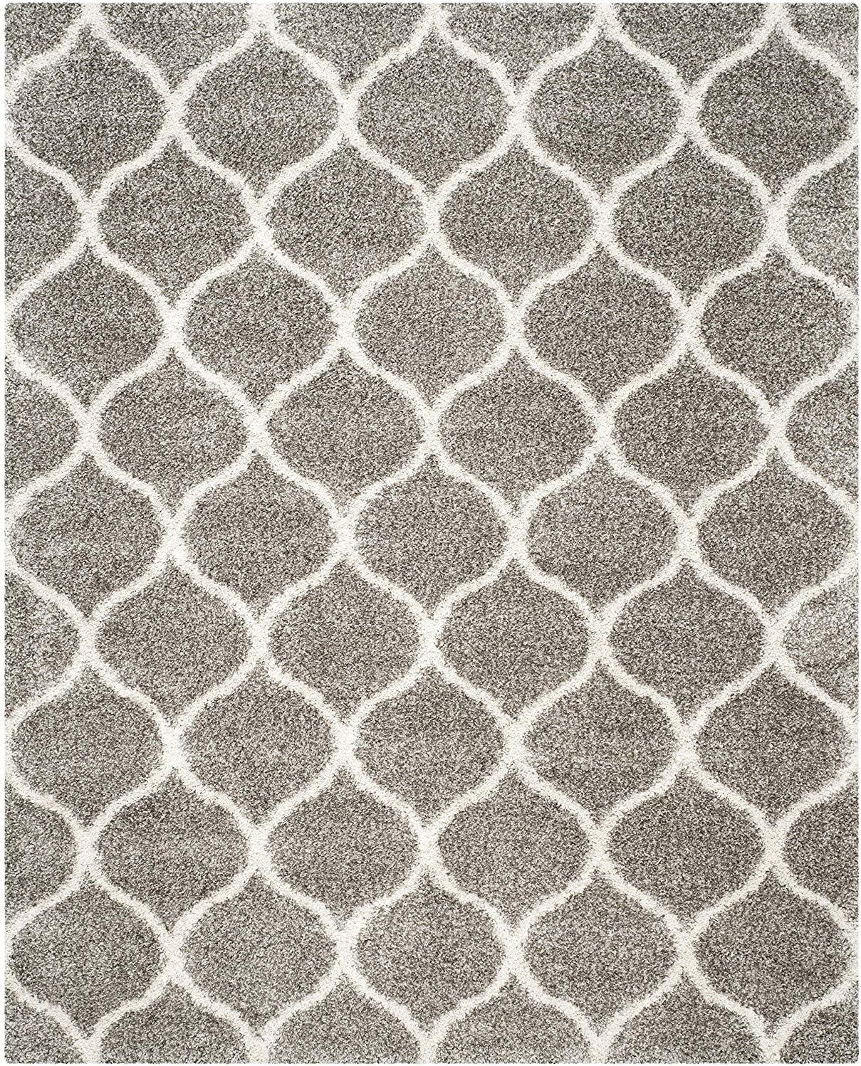 image:imageSAFAVIEH Hudson Shag Collection Area Rug 53 x 76 Grey amp Ivory Moroccan Trellis Design NonShedding amp Easy Care 2inch Thick Ideal for High Traffic Areas in Living Room Bedroom SGH280BGreyIvory