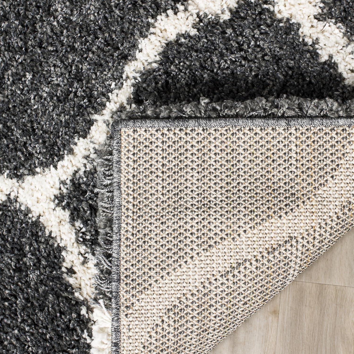 image:imageSAFAVIEH Hudson Shag Collection Area Rug 53 x 76 Grey amp Ivory Moroccan Trellis Design NonShedding amp Easy Care 2inch Thick Ideal for High Traffic Areas in Living Room Bedroom SGH280BDark GreyIvory