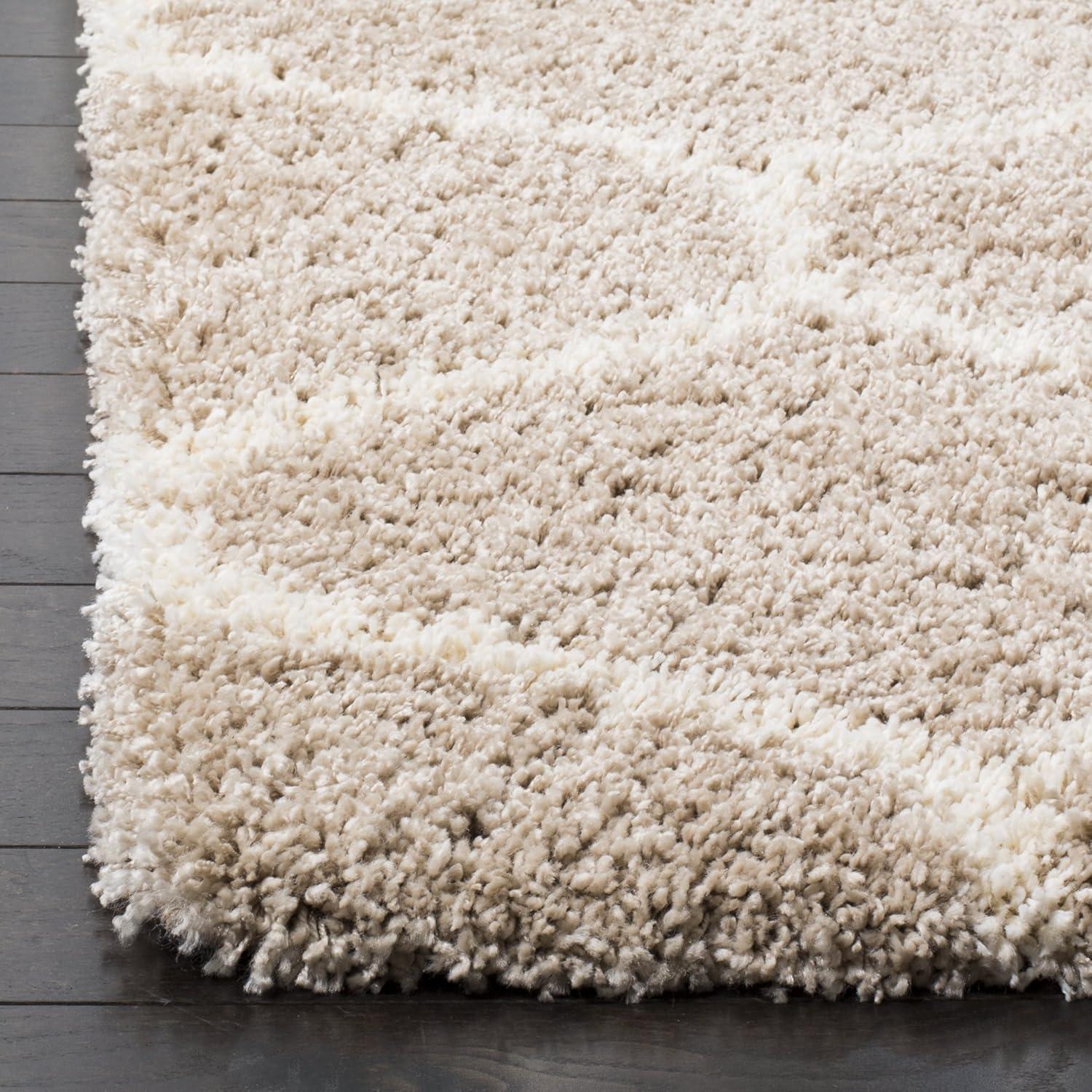 image:imageSAFAVIEH Hudson Shag Collection Area Rug 53 x 76 Grey amp Ivory Moroccan Trellis Design NonShedding amp Easy Care 2inch Thick Ideal for High Traffic Areas in Living Room Bedroom SGH280BBeigeIvory