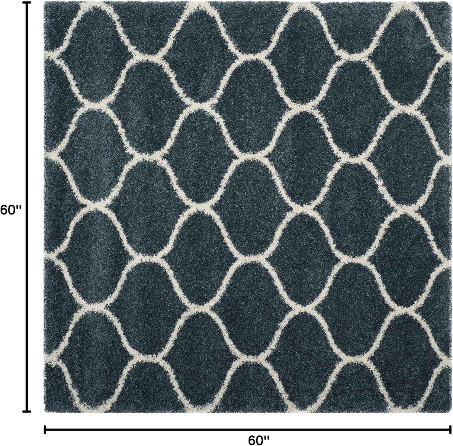 image:imageSAFAVIEH Hudson Shag Collection Area Rug 53 x 76 Grey amp Ivory Moroccan Trellis Design NonShedding amp Easy Care 2inch Thick Ideal for High Traffic Areas in Living Room Bedroom SGH280BSlate BlueIvory