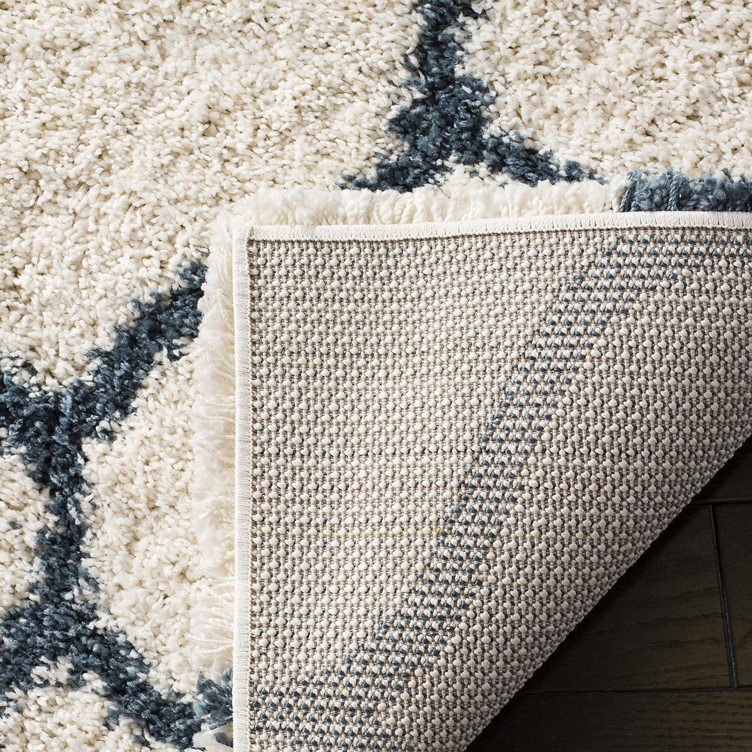 image:imageSAFAVIEH Hudson Shag Collection Area Rug 53 x 76 Grey amp Ivory Moroccan Trellis Design NonShedding amp Easy Care 2inch Thick Ideal for High Traffic Areas in Living Room Bedroom SGH280BIvorySteel Blue