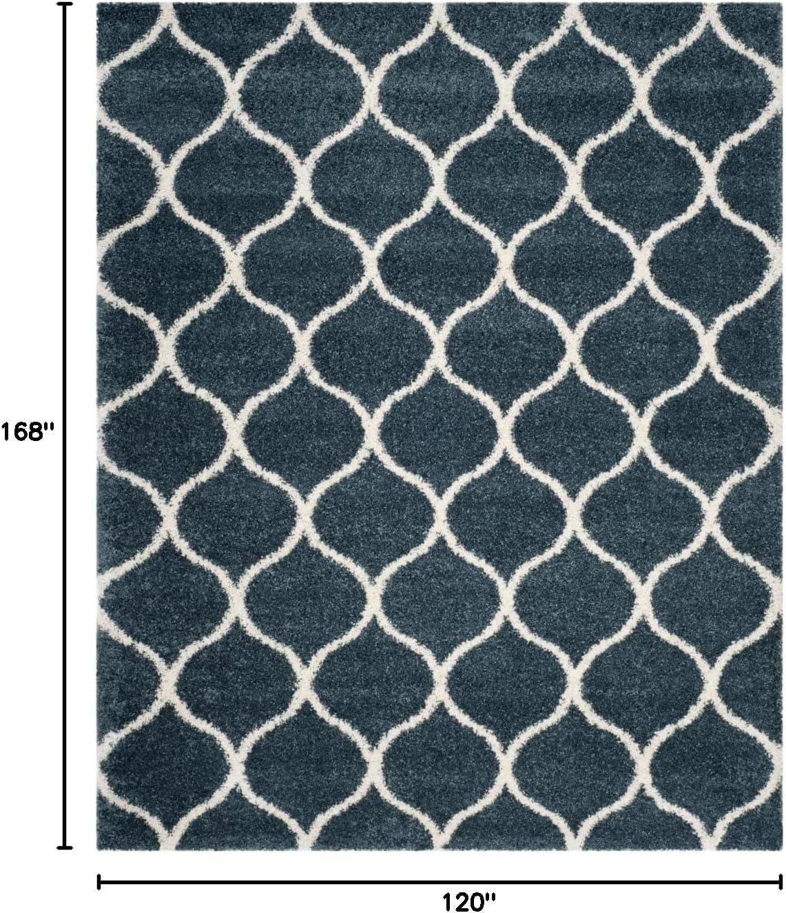 image:imageSAFAVIEH Hudson Shag Collection Area Rug 53 x 76 Grey amp Ivory Moroccan Trellis Design NonShedding amp Easy Care 2inch Thick Ideal for High Traffic Areas in Living Room Bedroom SGH280BSlate BlueIvory