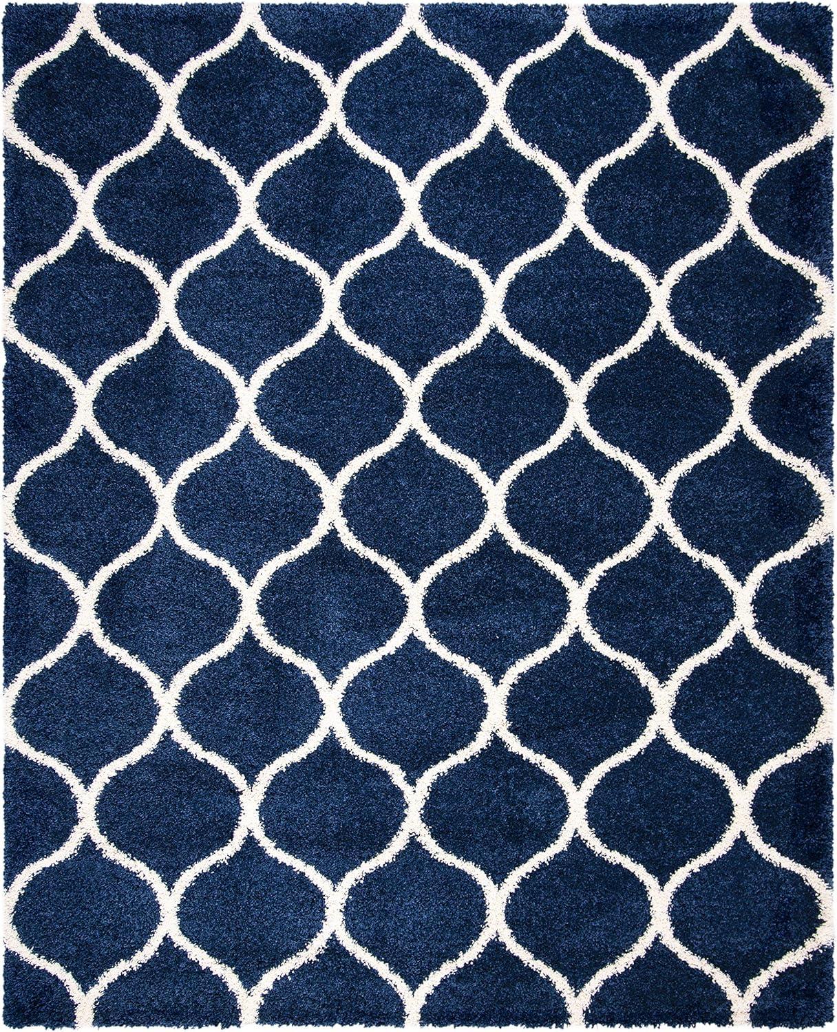 image:imageSAFAVIEH Hudson Shag Collection Area Rug 53 x 76 Grey amp Ivory Moroccan Trellis Design NonShedding amp Easy Care 2inch Thick Ideal for High Traffic Areas in Living Room Bedroom SGH280BNavyIvory