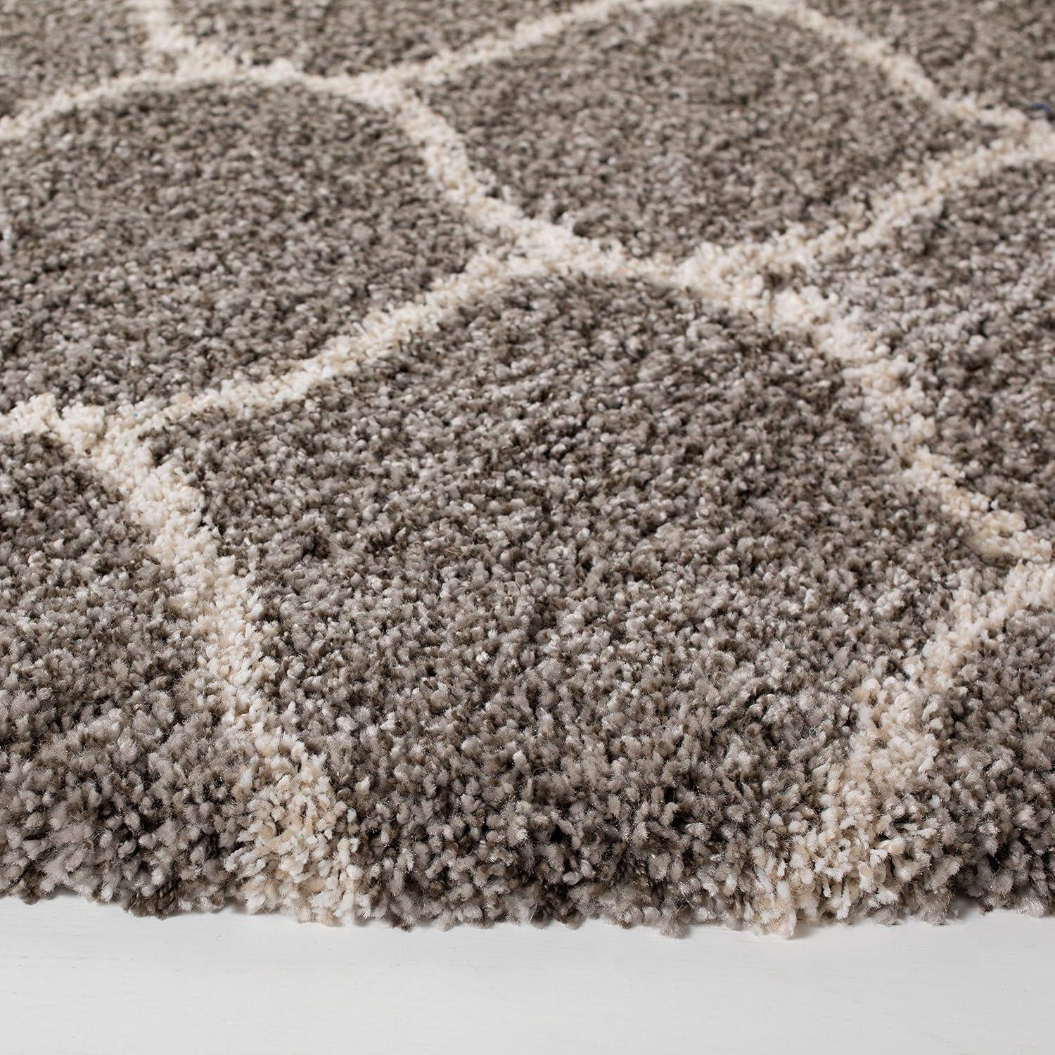 image:imageSAFAVIEH Hudson Shag Collection Area Rug 53 x 76 Grey amp Ivory Moroccan Trellis Design NonShedding amp Easy Care 2inch Thick Ideal for High Traffic Areas in Living Room Bedroom SGH280BGreyIvory