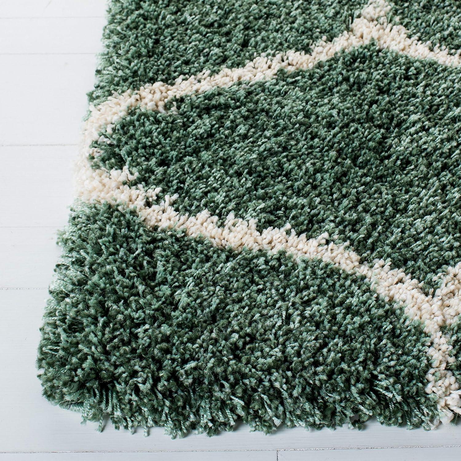 image:imageSAFAVIEH Hudson Shag Collection Area Rug 53 x 76 Grey amp Ivory Moroccan Trellis Design NonShedding amp Easy Care 2inch Thick Ideal for High Traffic Areas in Living Room Bedroom SGH280BLight GreenIvory