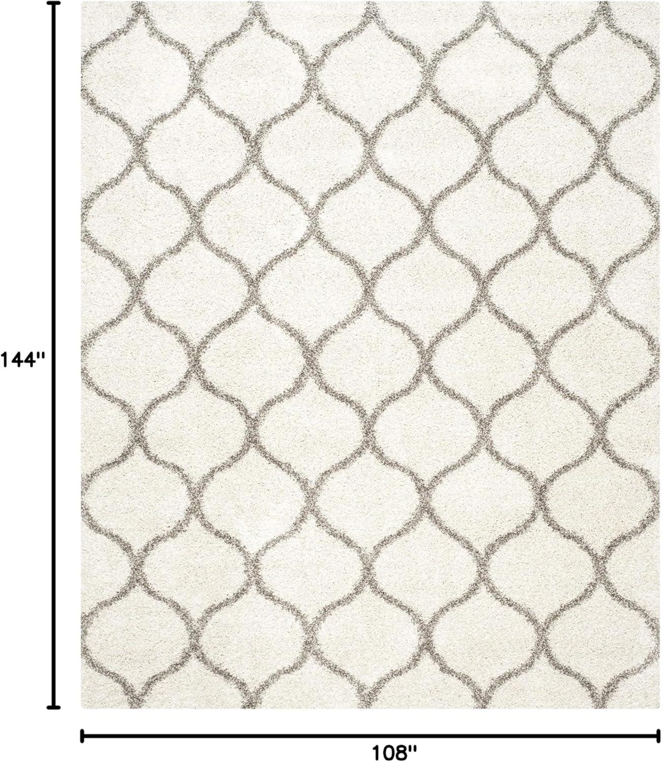 image:imageSAFAVIEH Hudson Shag Collection Area Rug 53 x 76 Grey amp Ivory Moroccan Trellis Design NonShedding amp Easy Care 2inch Thick Ideal for High Traffic Areas in Living Room Bedroom SGH280BIvoryGrey
