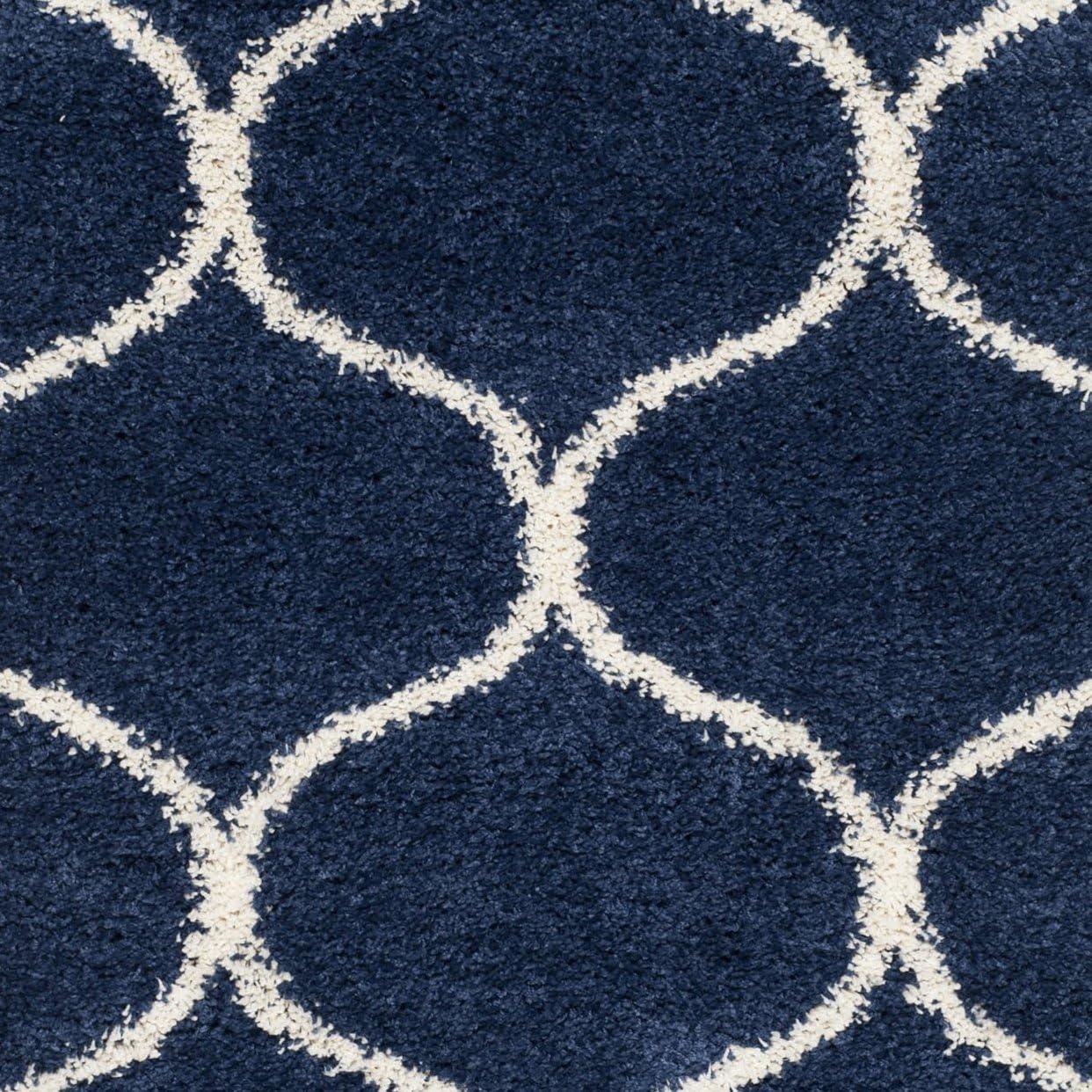 image:imageSAFAVIEH Hudson Shag Collection Area Rug 53 x 76 Grey amp Ivory Moroccan Trellis Design NonShedding amp Easy Care 2inch Thick Ideal for High Traffic Areas in Living Room Bedroom SGH280BNavyIvory