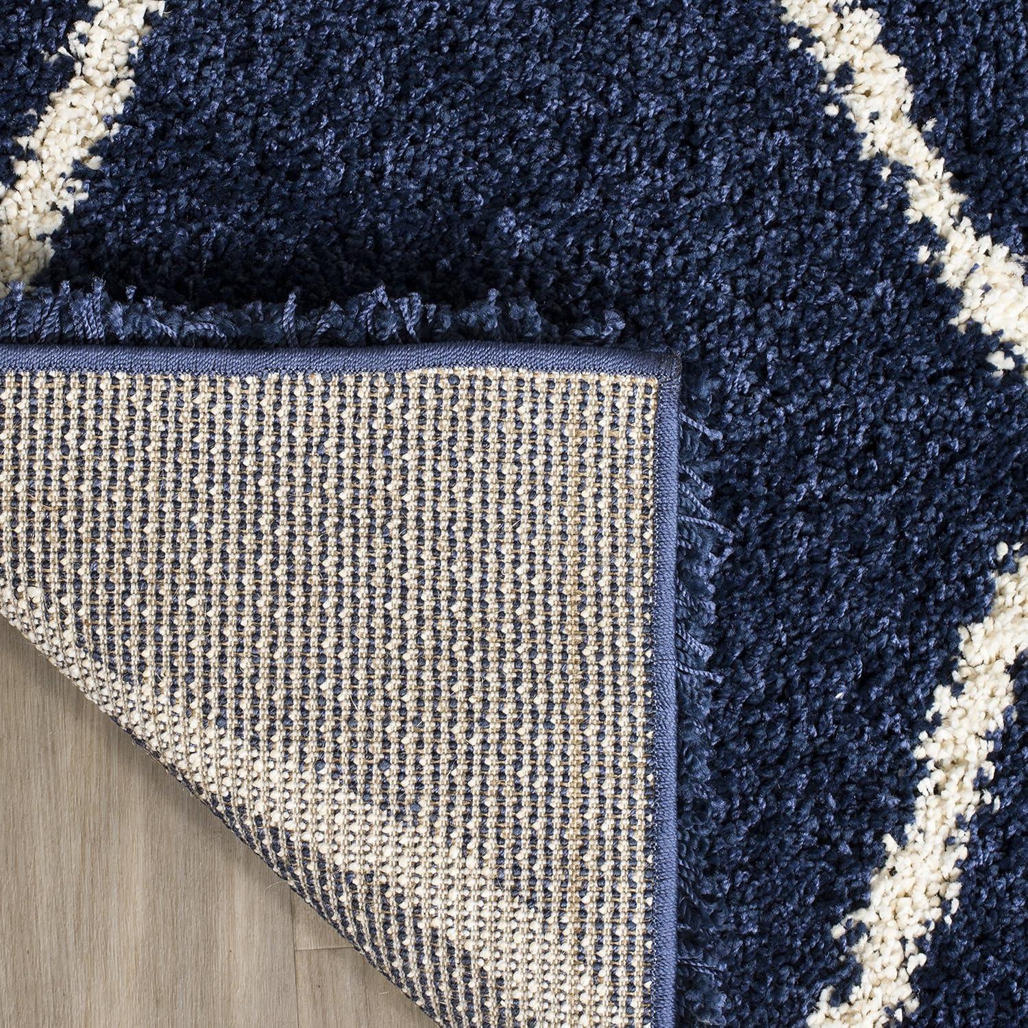 image:imageSAFAVIEH Hudson Shag Collection Area Rug 53 x 76 Grey amp Ivory Moroccan Trellis Design NonShedding amp Easy Care 2inch Thick Ideal for High Traffic Areas in Living Room Bedroom SGH280BNavyIvory