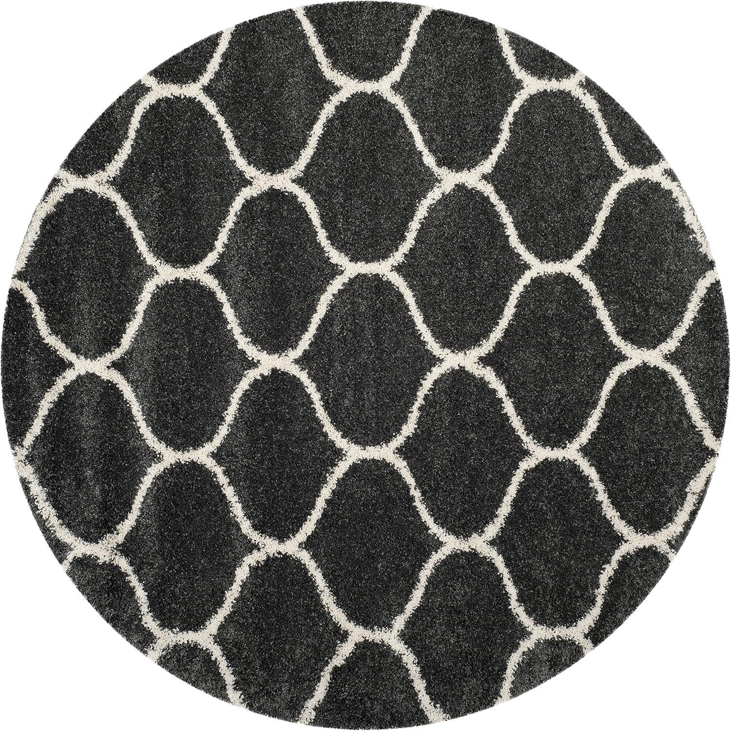 image:imageSAFAVIEH Hudson Shag Collection Area Rug 53 x 76 Grey amp Ivory Moroccan Trellis Design NonShedding amp Easy Care 2inch Thick Ideal for High Traffic Areas in Living Room Bedroom SGH280BDark GreyIvory