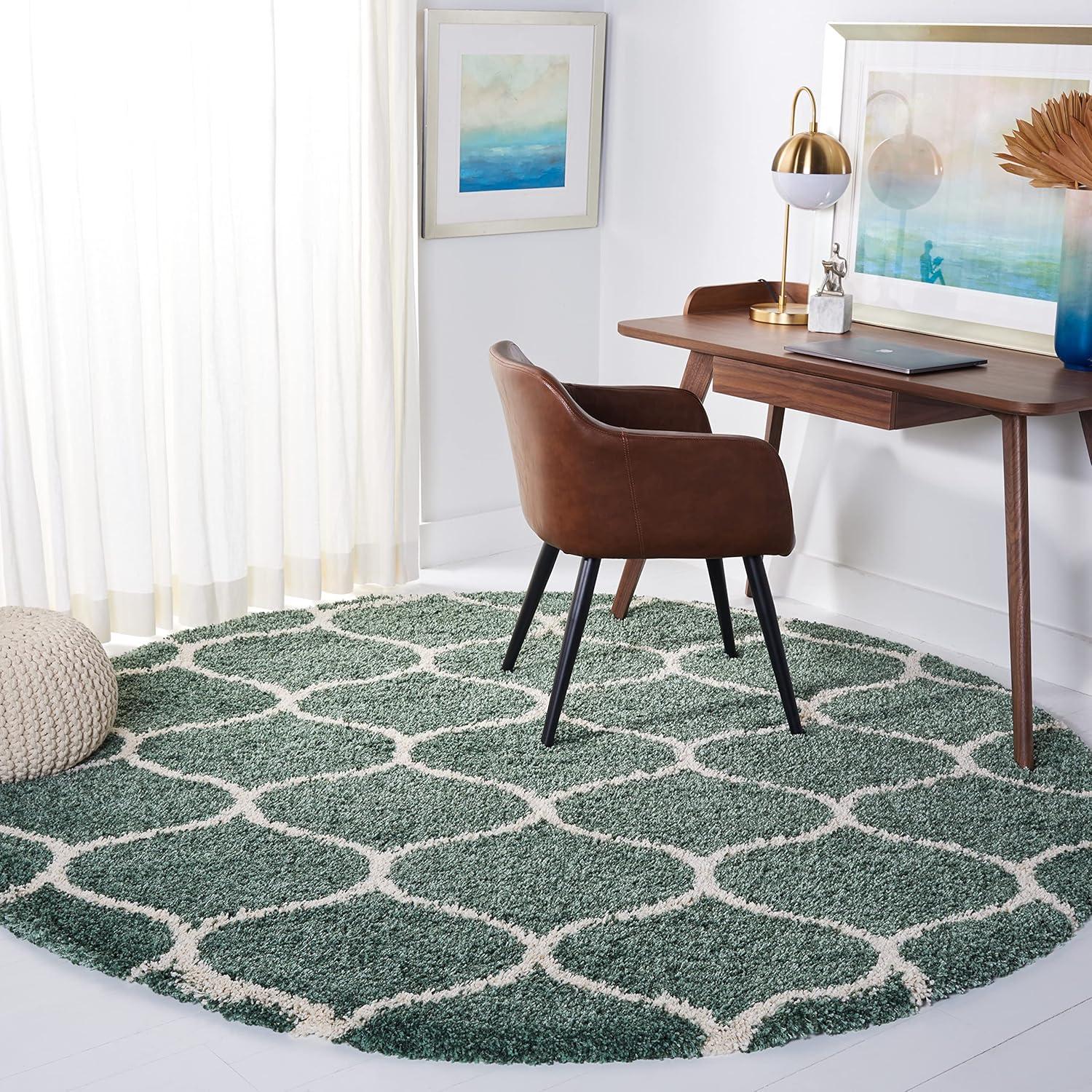 image:imageSAFAVIEH Hudson Shag Collection Area Rug 53 x 76 Grey amp Ivory Moroccan Trellis Design NonShedding amp Easy Care 2inch Thick Ideal for High Traffic Areas in Living Room Bedroom SGH280BLight GreenIvory