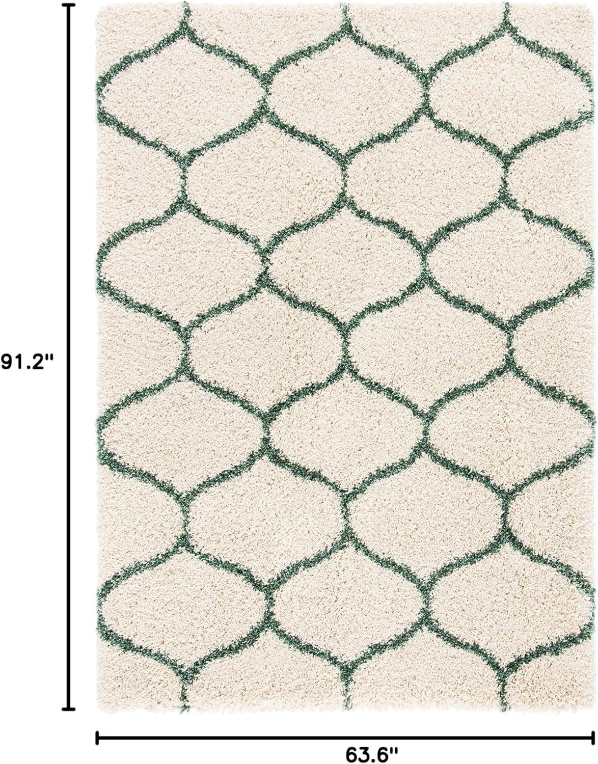 image:imageSAFAVIEH Hudson Shag Collection Area Rug 53 x 76 Grey amp Ivory Moroccan Trellis Design NonShedding amp Easy Care 2inch Thick Ideal for High Traffic Areas in Living Room Bedroom SGH280BIvoryGreen