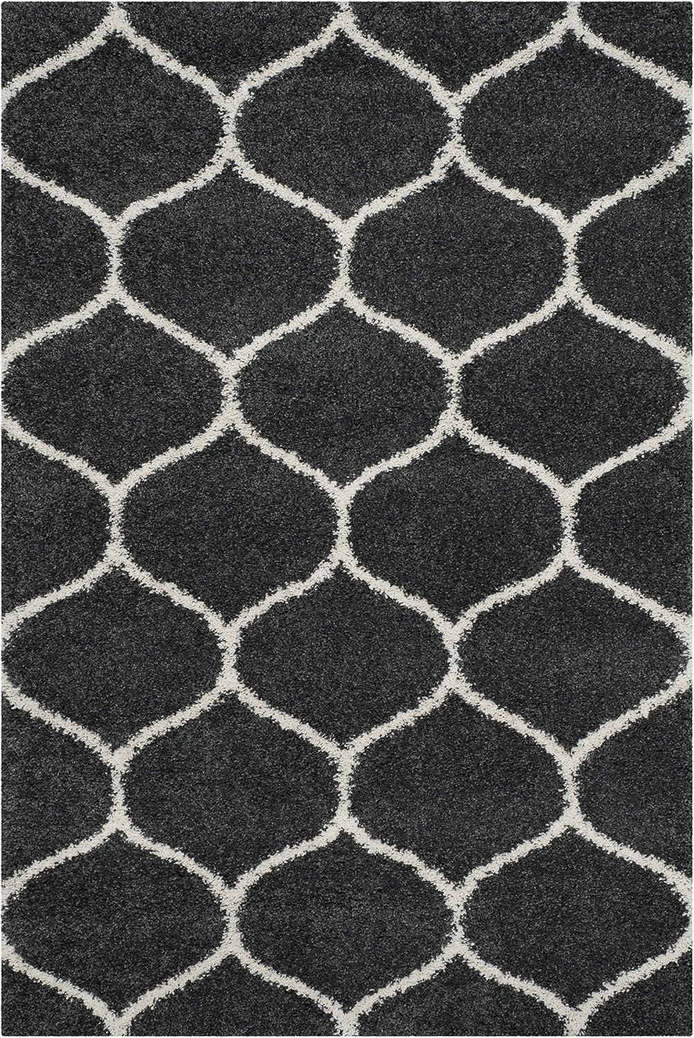 image:imageSAFAVIEH Hudson Shag Collection Area Rug 53 x 76 Grey amp Ivory Moroccan Trellis Design NonShedding amp Easy Care 2inch Thick Ideal for High Traffic Areas in Living Room Bedroom SGH280BDark GreyIvory