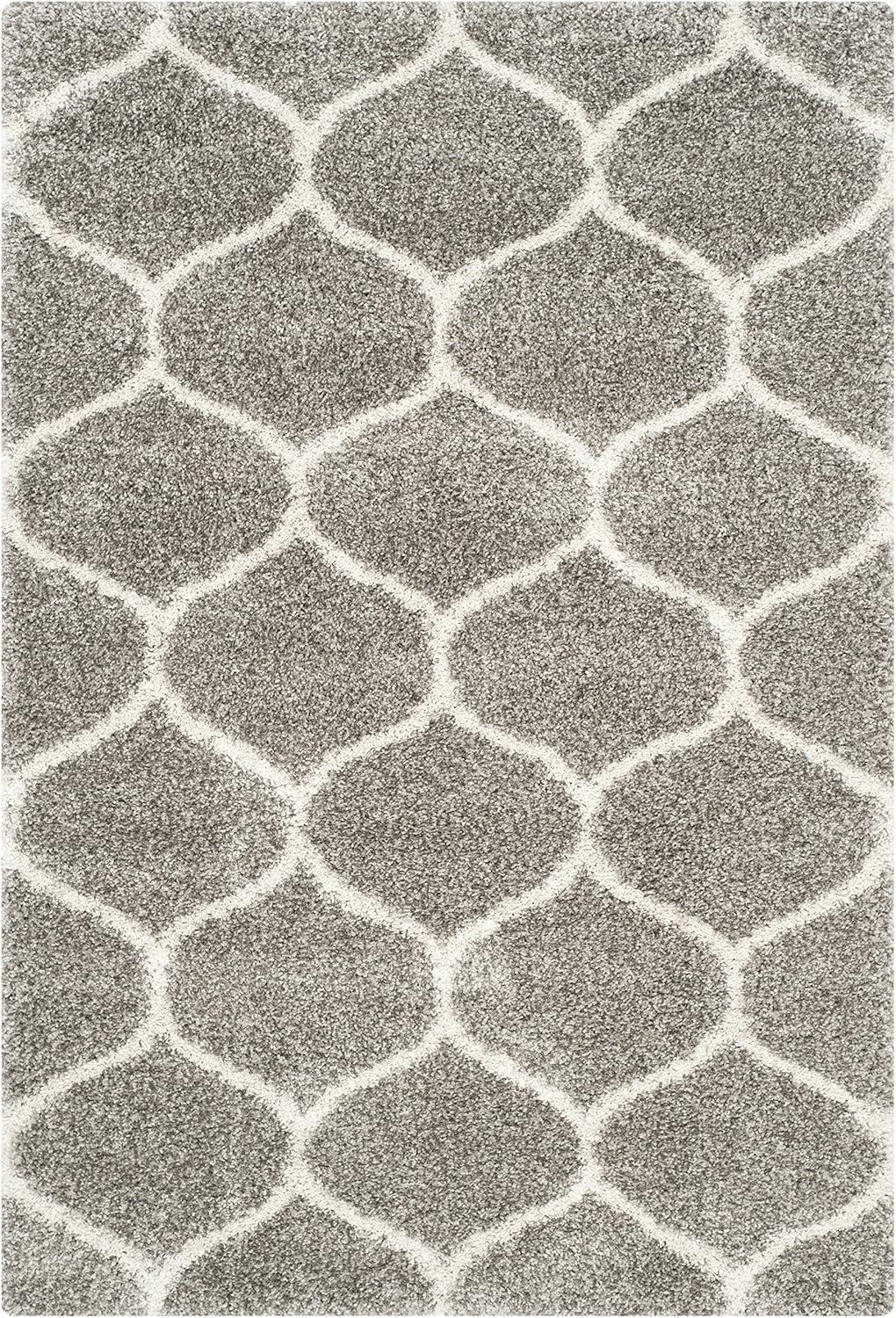 image:imageSAFAVIEH Hudson Shag Collection Area Rug 53 x 76 Grey amp Ivory Moroccan Trellis Design NonShedding amp Easy Care 2inch Thick Ideal for High Traffic Areas in Living Room Bedroom SGH280BGreyIvory