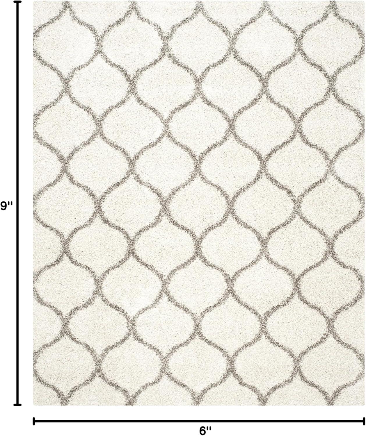image:imageSAFAVIEH Hudson Shag Collection Area Rug 53 x 76 Grey amp Ivory Moroccan Trellis Design NonShedding amp Easy Care 2inch Thick Ideal for High Traffic Areas in Living Room Bedroom SGH280BIvoryGrey