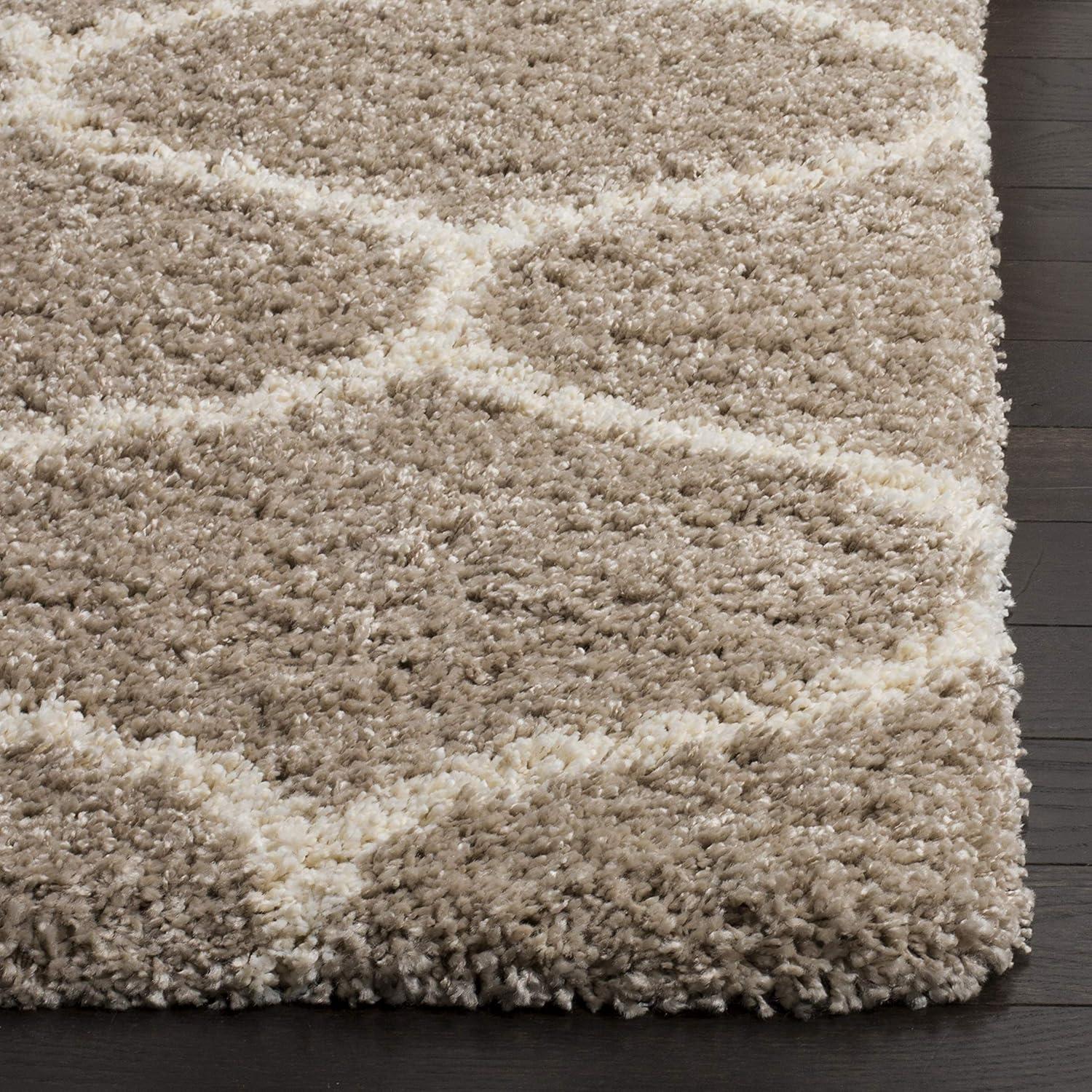 image:imageSAFAVIEH Hudson Shag Collection Area Rug 53 x 76 Grey amp Ivory Moroccan Trellis Design NonShedding amp Easy Care 2inch Thick Ideal for High Traffic Areas in Living Room Bedroom SGH280BBeigeIvory