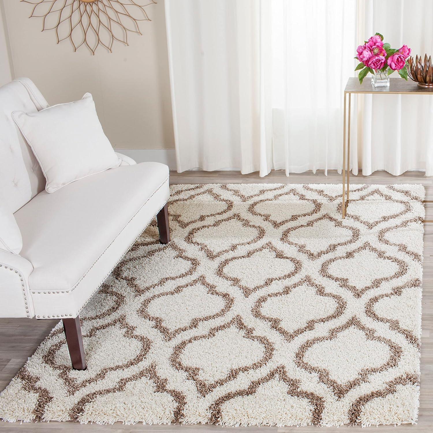image:imageSAFAVIEH Hudson Shag Collection Area Rug 6 x 9 Grey amp Ivory Moroccan Design NonShedding amp Easy Care 2inch Thick Ideal for High Traffic Areas in Living Room Bedroom SGH284BIvoryBeige